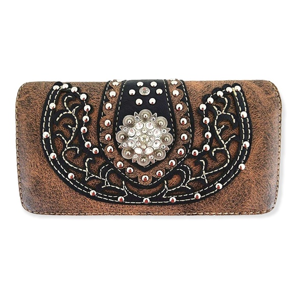 Western Style Rhinestone Concho Concealed Carry Purse Country Handbag - Picture 7 of 7